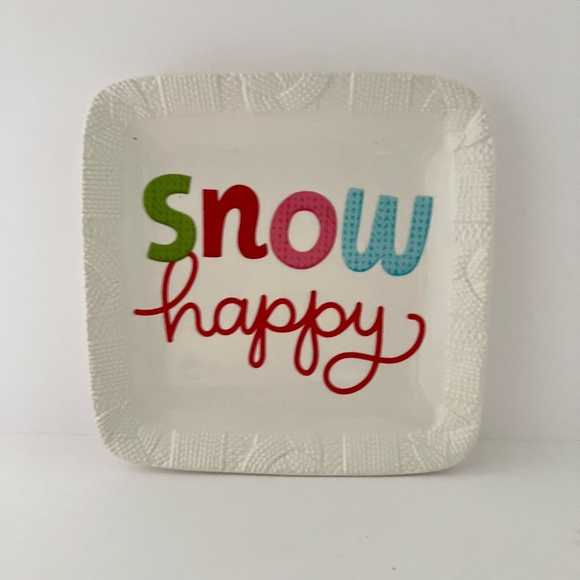 HALLMARK Sweet lil' Gift " Snow Happy " Square Ceramic Christmas Plate - Picture 11 of 11